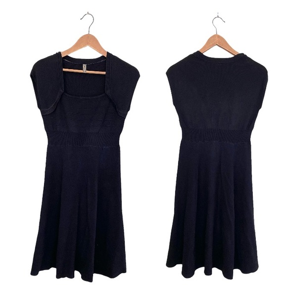 Maternity Little Black Dress Knit A-Line Dress - Picture 2 of 10